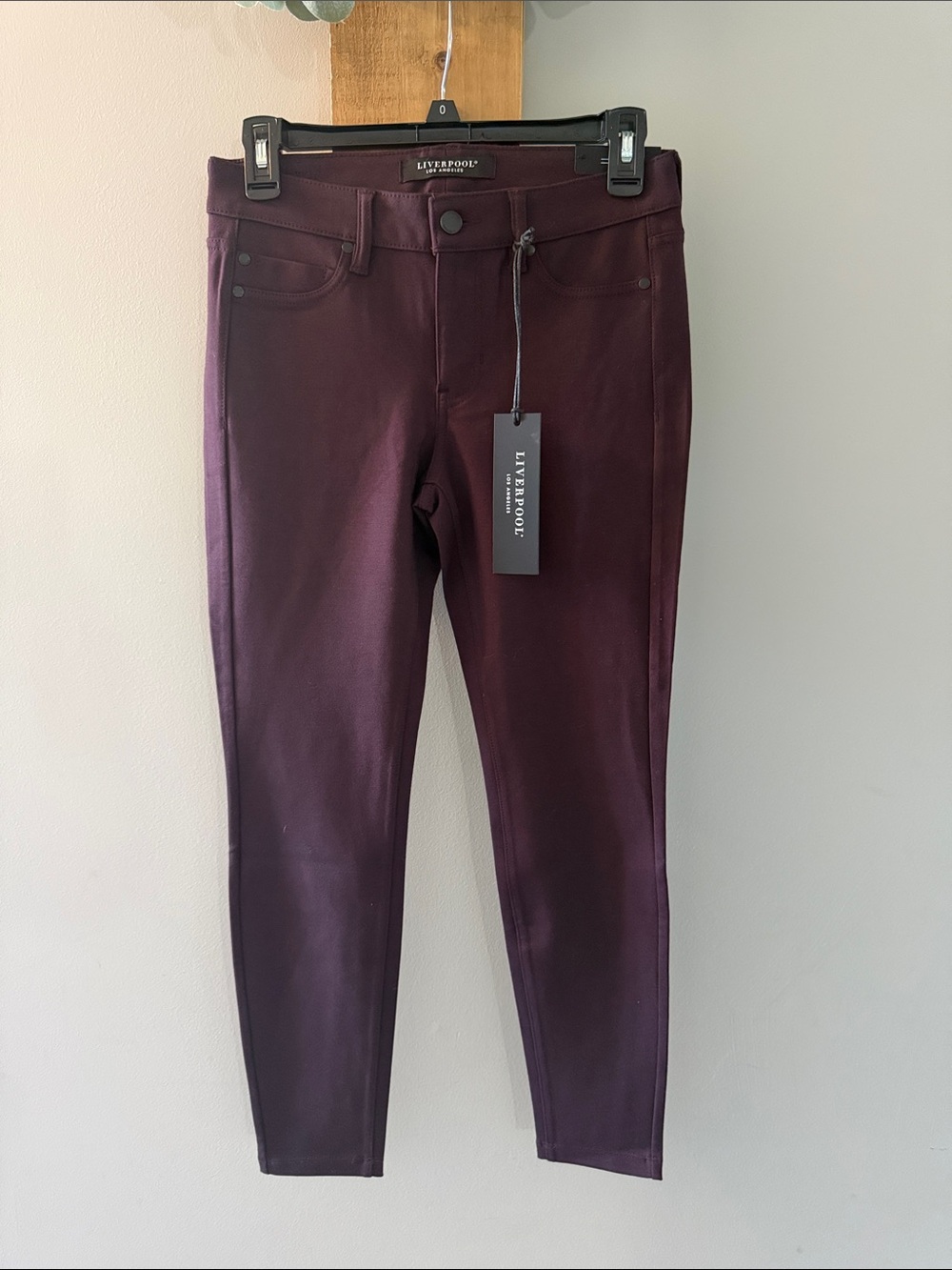 Liverpool Women's Aubergine/Deep Burgundy Skinny Ponte Pants, NWTs